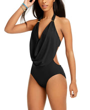 Bar III Solid Cowl-Neck Monokini One-Piece Swimsuit, Size Large