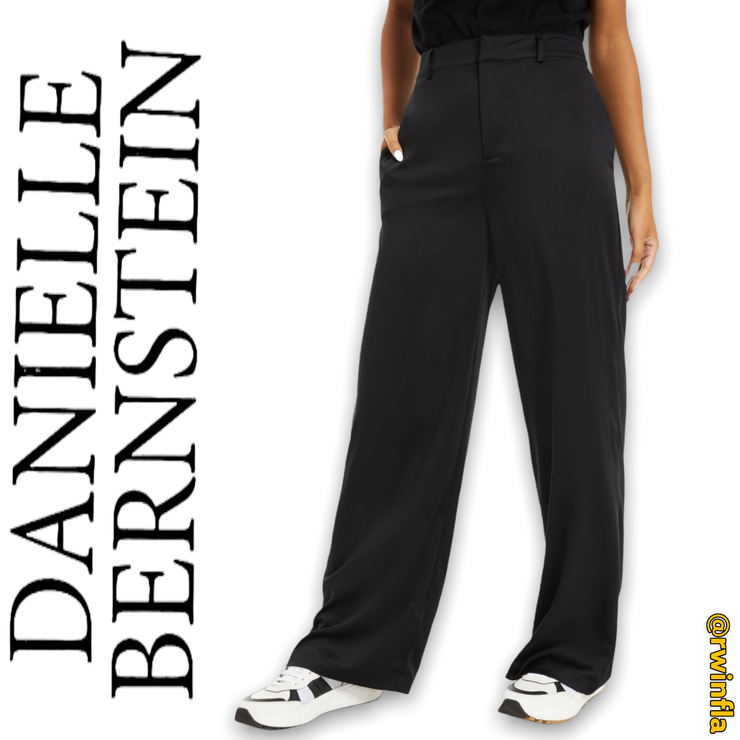 Danielle Bernstein Satin Pants-Black/Size 18W