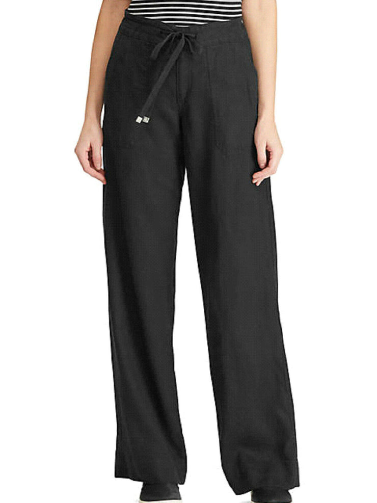 Lauren Ralph Lauren Wide-Leg Linen Pants – Polo Black, Size 18