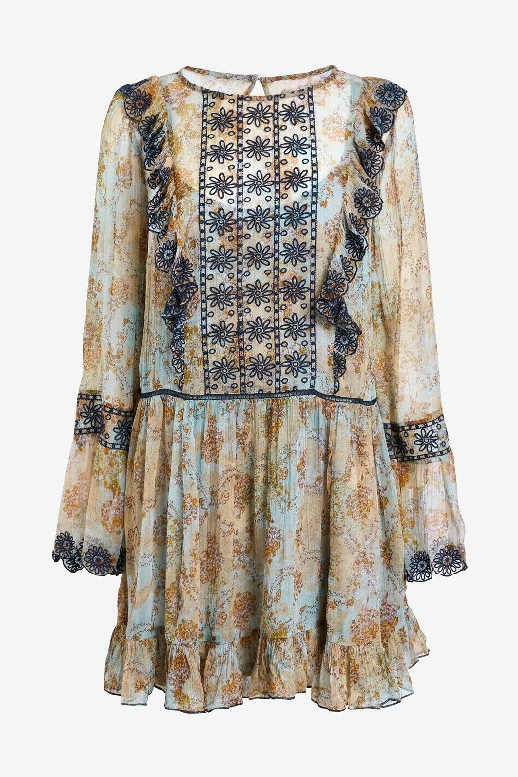 Free People Country Roads Embroidered Mini Dress, Size Large