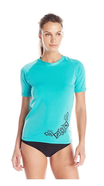 Kanu Surf Womens Sonoma Short Sleeve UPF 50+ Rash Guard, Lagoon, Small