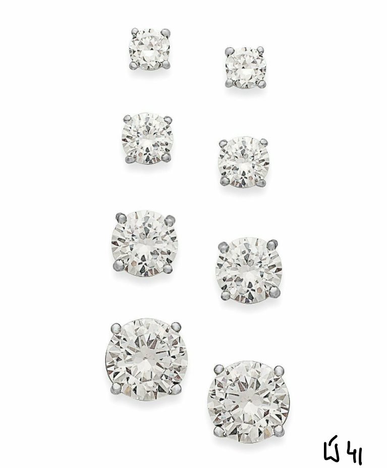 Giani Bernini Cubic Zirconia Stud Set in18k Gold Over Sterling Silver