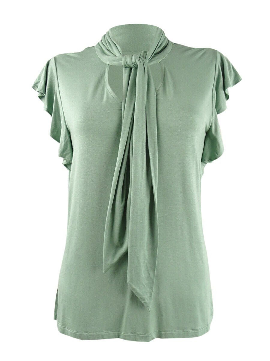 Lauren Ralph Lauren Ruffle-Sleeve Tie Neck Top