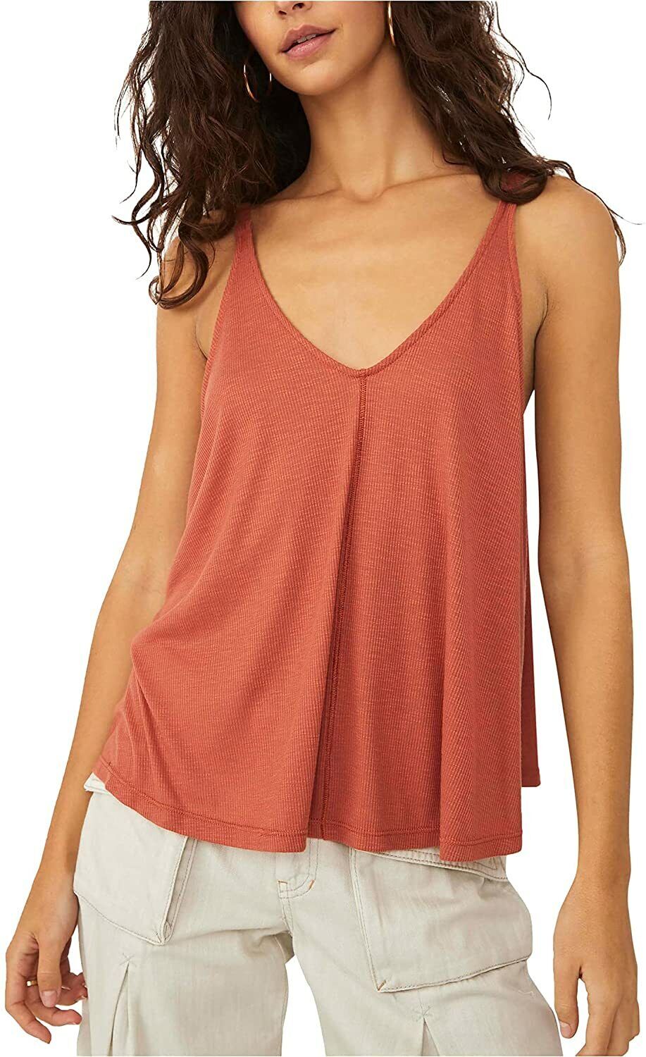 Free People Dani Swing Tank in Burnt Clay, Size Medium