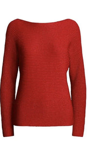 Ralph Lauren Womens Dolman-Sleeve Boatneck Metallic Sweater