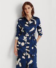 Lauren Ralph Lauren Womens Geometric-Print Charmeuse Shirtdress, Size 8