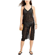 Miken Swim Womens Textured Slit Dress Deep V Neck Metallic, Choose Sz/Color