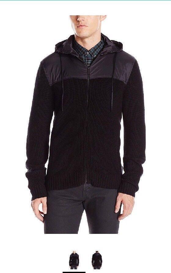 Kenneth Cole REACTION Mens Chunky Marled Hoody, Black, XL