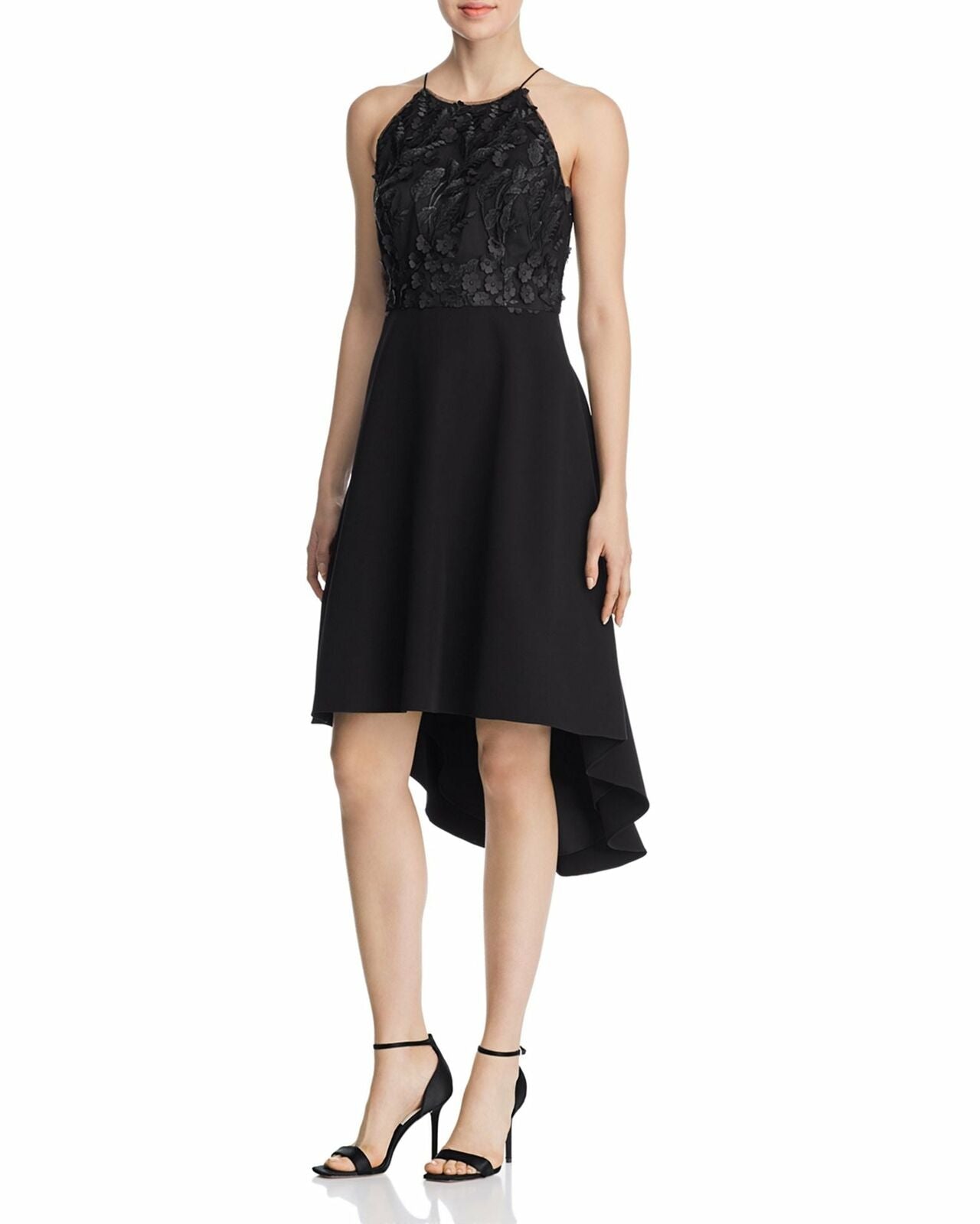 Aidan by Aidan Mattox Embellished Hi-Low Cocktail Dress-Black