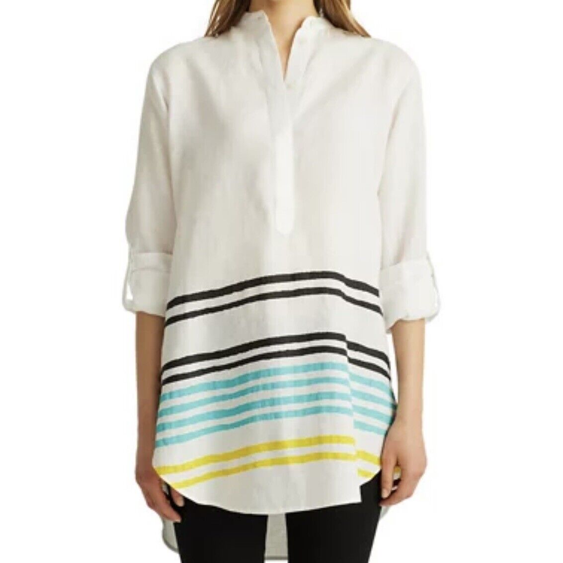 Lauren Ralph Lauren Plus Size Striped Linen Tunic, Size 2X