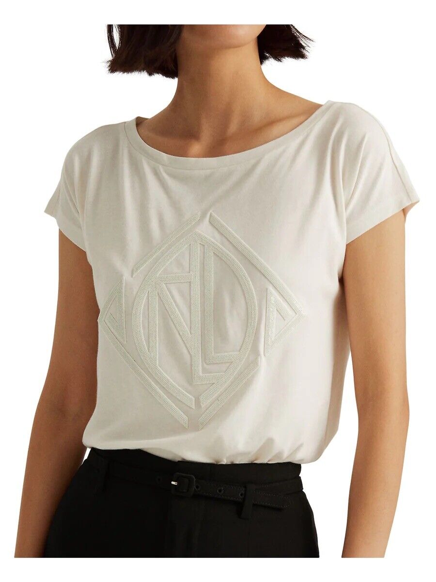 Lauren Ralph Lauren Sequined Art Deco Cotton-Blend Tee