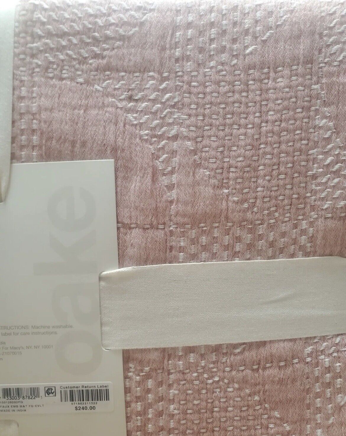 Oake Cotton Geo Stitch Cotton Faux Embroidery Coverlet