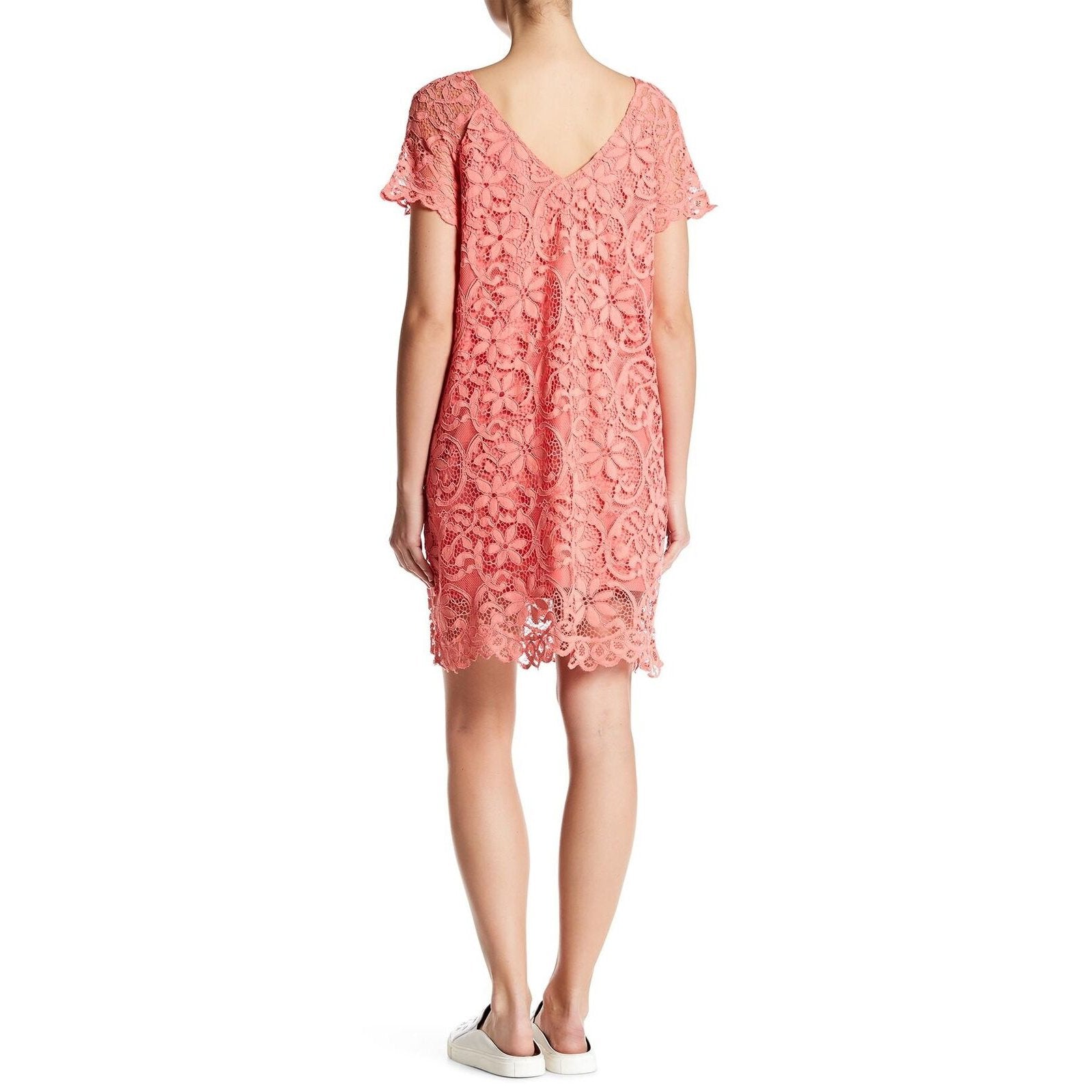 BB Dakota Women's Rene Scallop Lace Shift Dress, Cantaloupe, X-Small