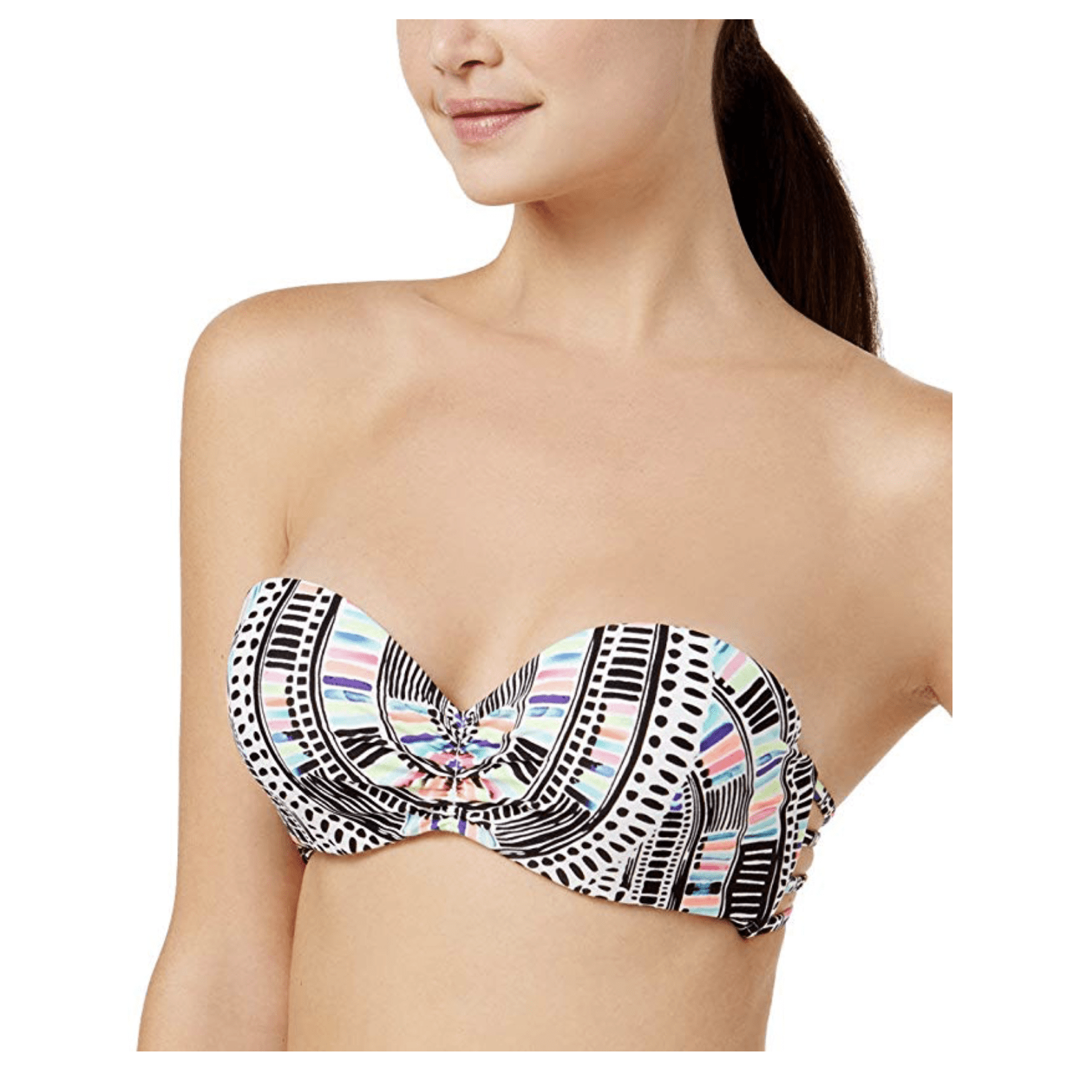 California Waves Women Strappy Underwire Push Up Bikini Top Swimsuit, Sz Medium