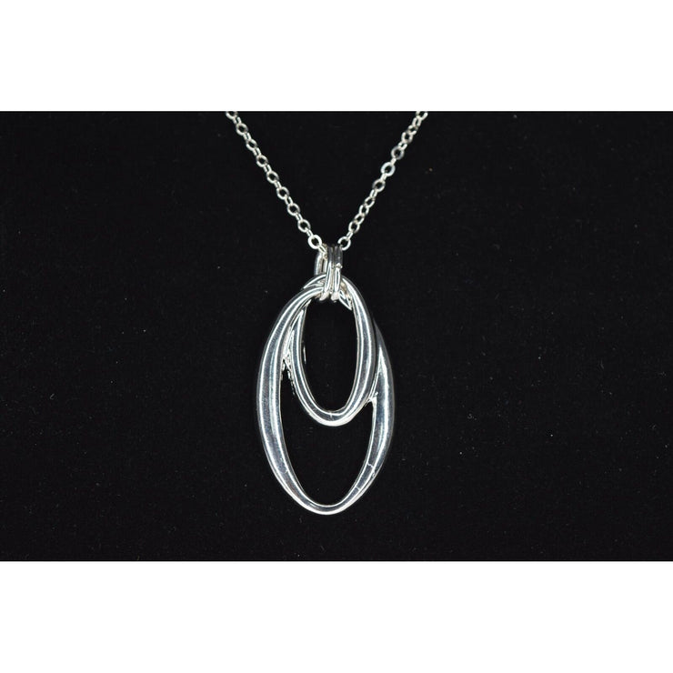 Charter Club Double Oval Pendant Necklace, Silver