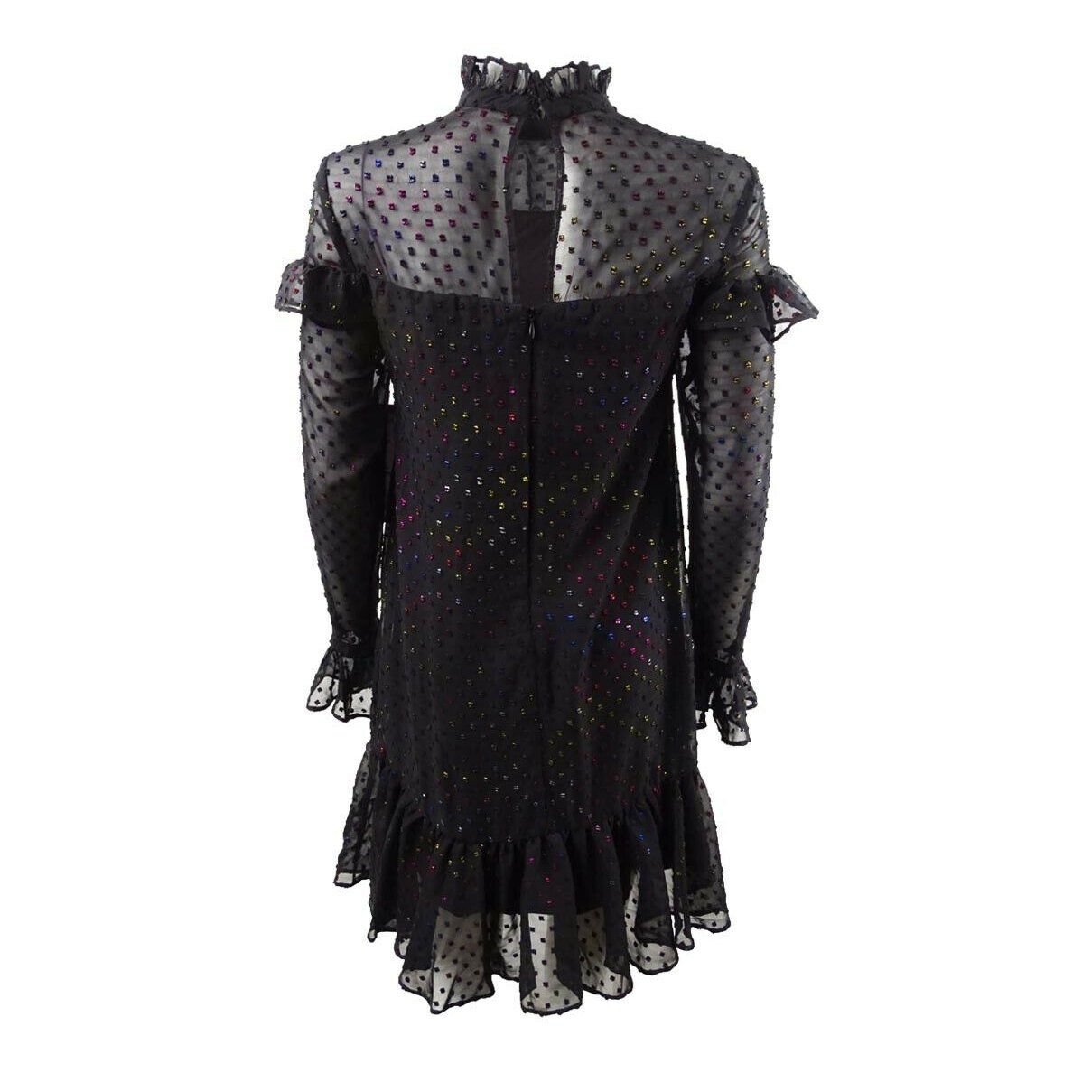 betsey johnson black ruffle dress BetseyJohnson Black Sheer Long Sleeve Ruffle Dress