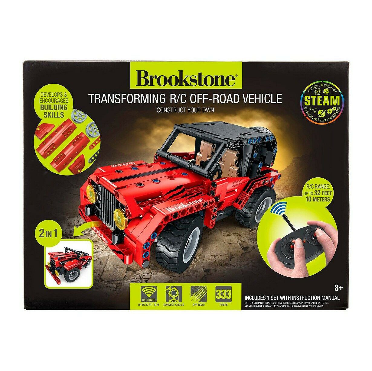 Brookstone DIY RC Car 2-In-1 Remote Control Car Kit