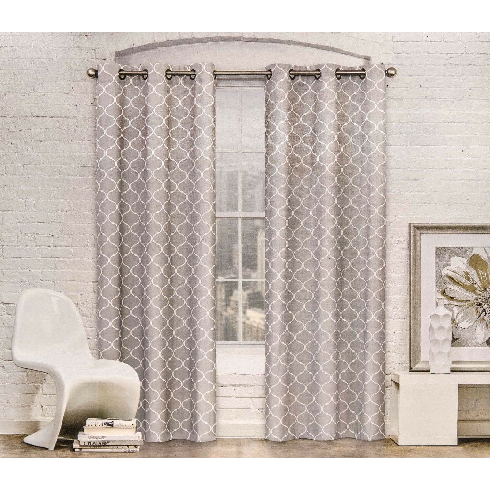 contemporary moroccan trellis grommet two panel blackout window curtain