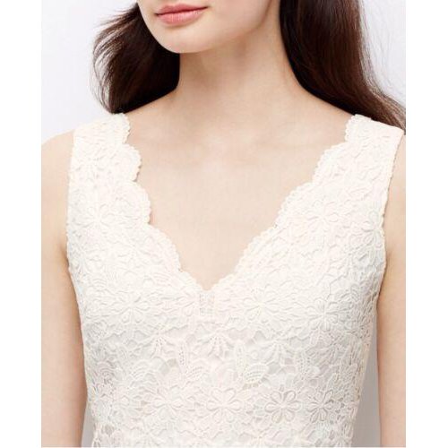 Ann Taylor Scalloped Lace Dress Winter White, Size 8
