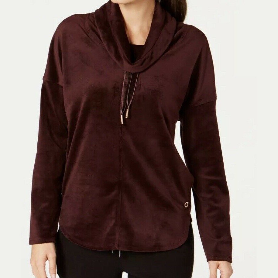 Calvin Klein Velour Cowl Neck Drawstring Performance Sweatshirt