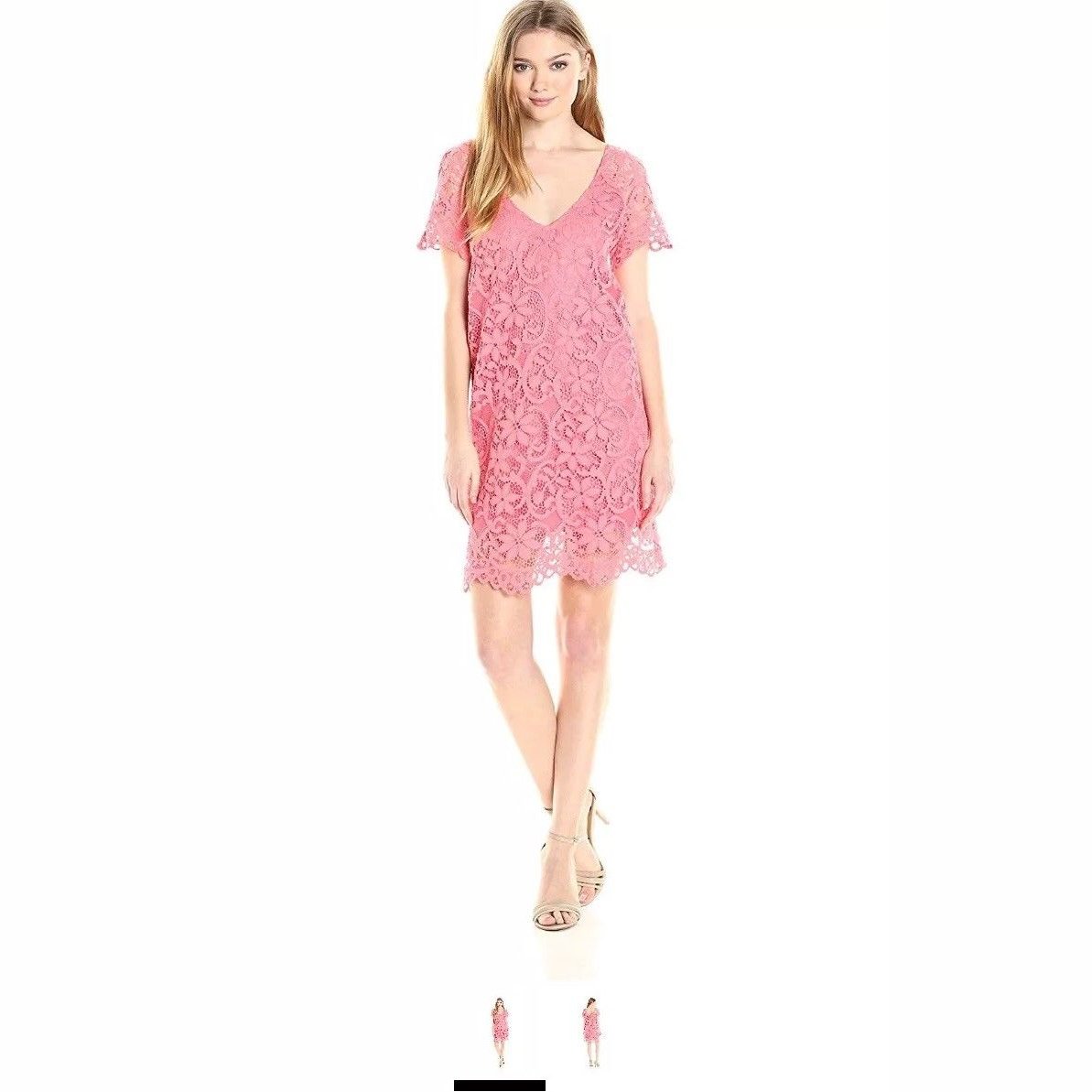 BB Dakota Women's Rene Scallop Lace Shift Dress, Cantaloupe, X-Small BB Dakota Women's Rene Scallop Lace Shift Dress, Cantaloupe, X-Small