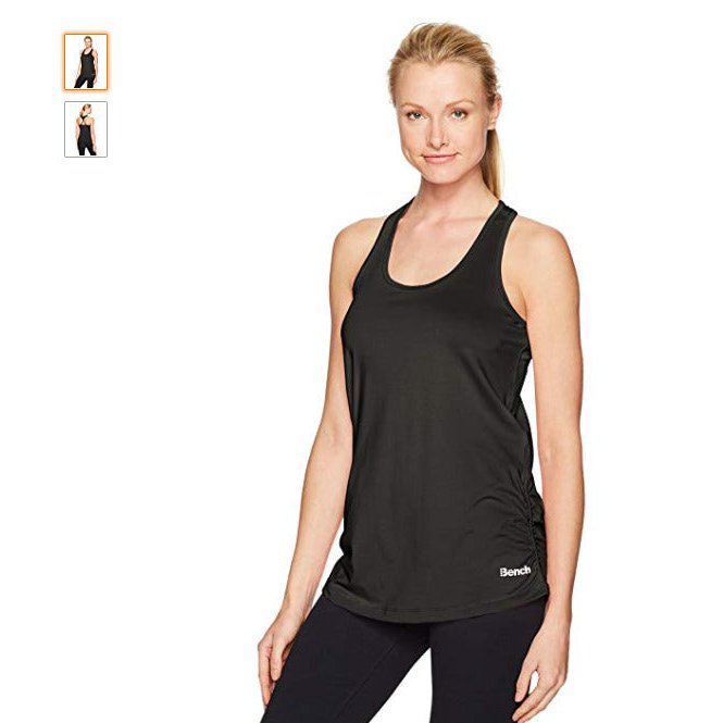 Bench Women's Rouched Active Tank, Black, Size XL