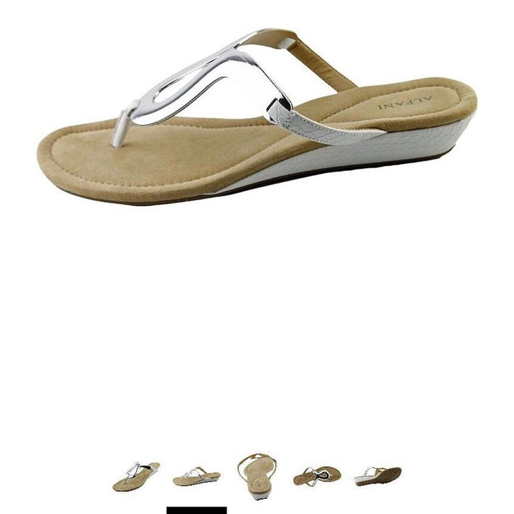 Alfani Farynn Womens White Wedge Sandals, Size 9 Us