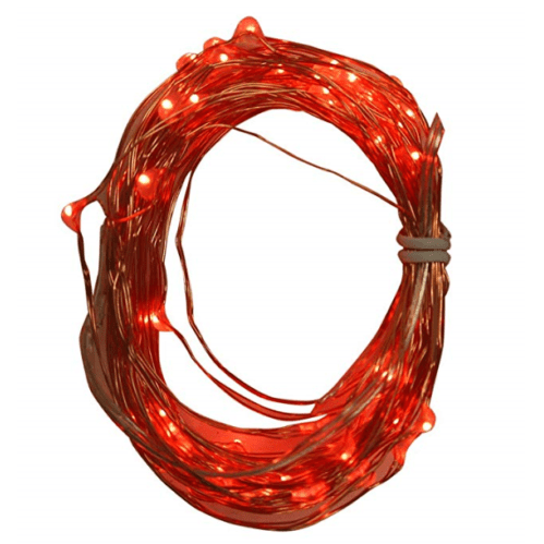 2PK Tiny Lites Battery Operated Indoor Silver Wire LED Light String, Red, 6-Feet