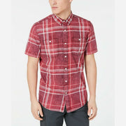 American Rag Mens Red Short-Sleeve Plaid Shirt, Size Small