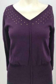 Multiples Embellished V Neck Sweater,Size Small