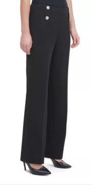 Calvin Klein Wide-Leg Button-Front Pants, Size 14