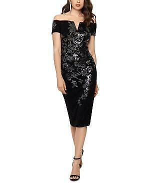 Xscape Womens Petite Lace Sequin Sheath Dress, Size 6P