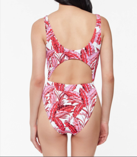 Jessica Simpson Printed Paradiso Palm O-Ring Cut-Out One-Piece Swimsuit