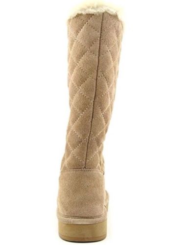 Michael Kors Sandy Quilted pieced Tall Boots khaki suede fur sherpa,Size  6