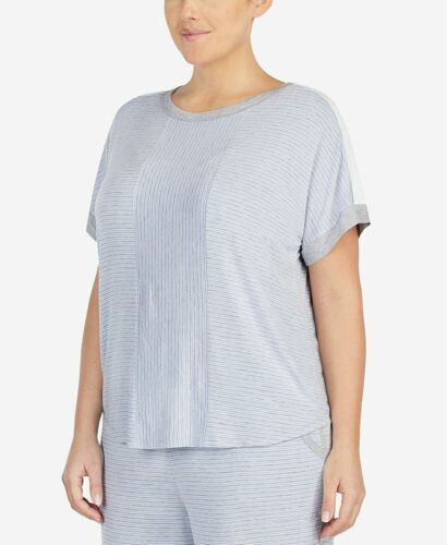 DKNY Plus Size Contrast-Trim Pajama Top, Size 2X