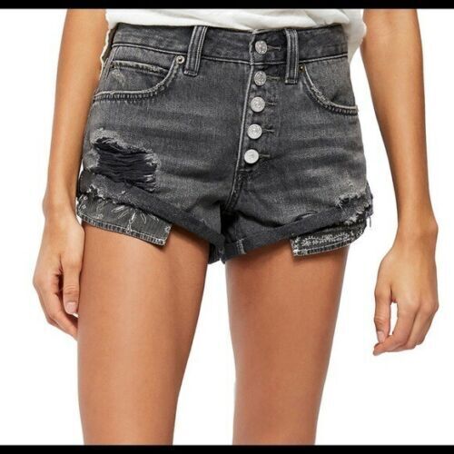 Free People Black Romeo Rolled Cut Off Shorts, Size 26