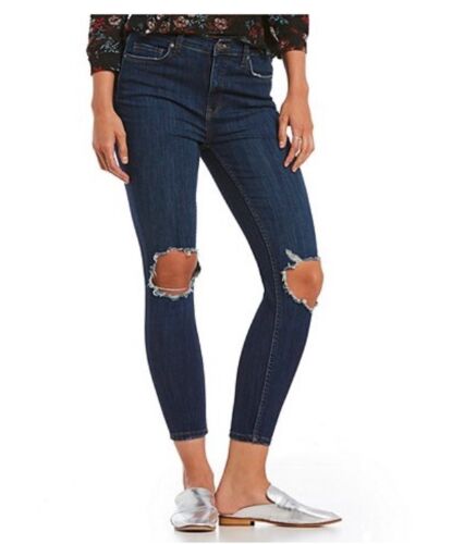 Free People Blue Womens Ripped Stretch Denim Jeans, Size 30X27