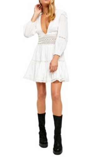 Free People The Delightful Mini Dress - Ivory - 6 Free People The Delightful Mini Dress - Ivory - 6