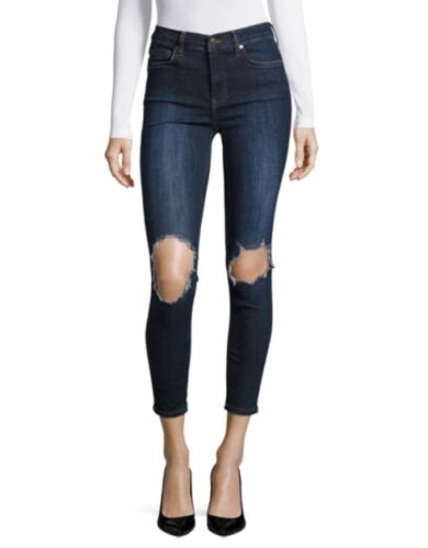 Free People Blue Womens Ripped Stretch Denim Jeans, Size 30X27