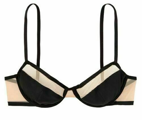 Victorias Secret Luxe Lingerie Unlined Sheer Mesh Demi Bra, Size 32D