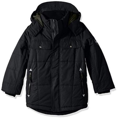 Big Chill Little Boys Quiltd Expedition Jacket W Hood, Black, Size 5