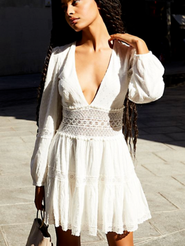 Free People The Delightful Mini Dress - Ivory - 6 Free People The Delightful Mini Dress - Ivory - 6