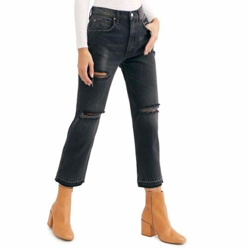 Free People Womens Lita Crop Straight Leg High Rise Denim Jeans, Size 28