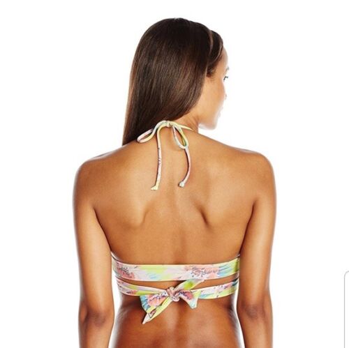 Tori Praver Floral Myra Wrap Bikini Top, Size Small /Limoncello