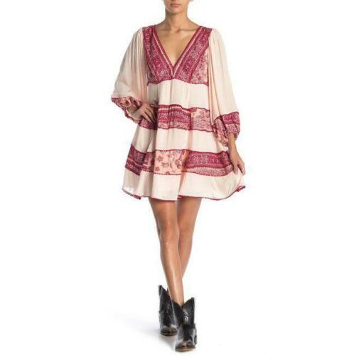 Free People My Love Printed and Textured Mini Dress, Size XS