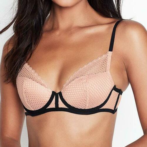 Victoria's Secret Luxe Lingerie /Fishnet Lace Push Up Bra, 34DD