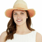 Steve Madden Straw Colorblocked Panama Hat Womens One Size Fits Most