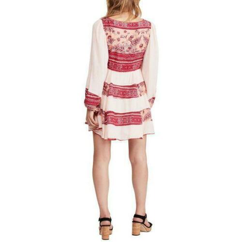 Free People My Love Printed and Textured Mini Dress, Size XS