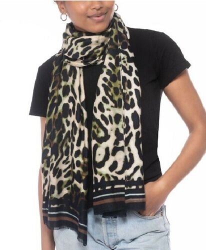 Inc International Concepts Striped Leopard-Print Wrap