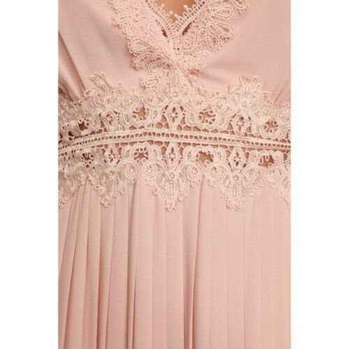 Lulus Romantic Intentions Blush Lace Pleated Backless Dress, Size Medium